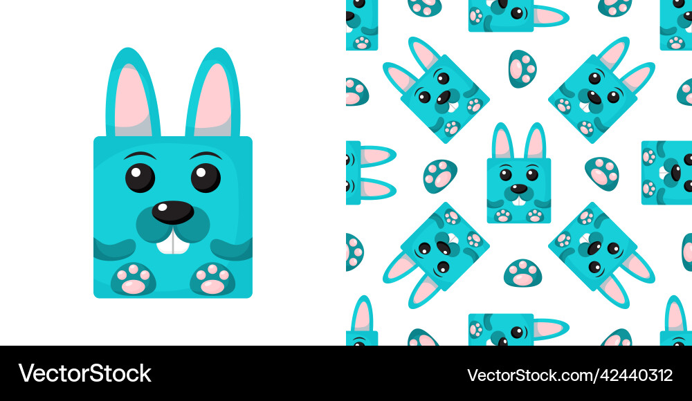 Squares rabbits seamless pattern Squares rabbits seamless pattern vector image