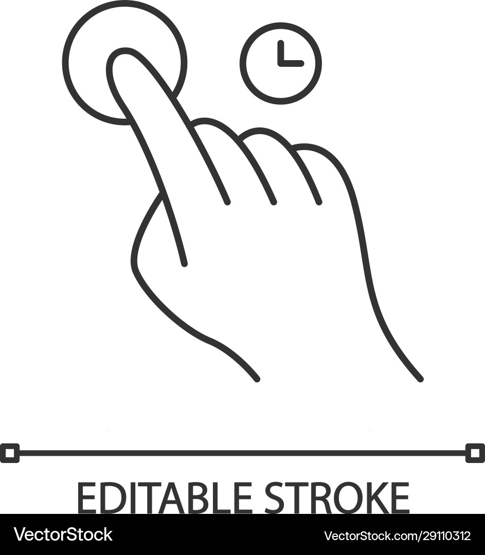 Touch and hold gesture linear icon Touch and hold gesture linear icon vector image