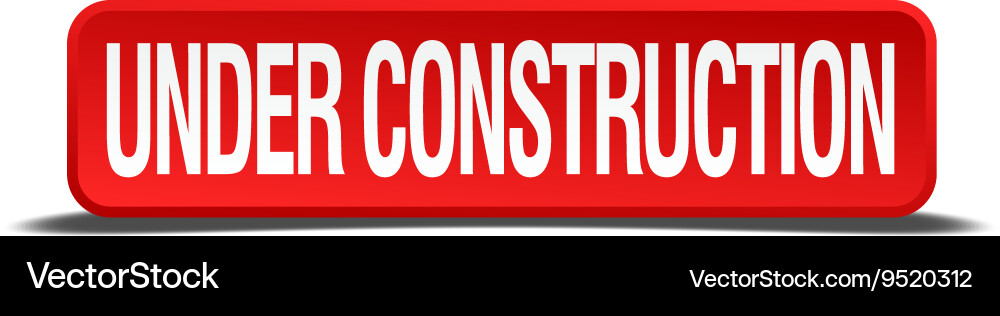 Under construction red 3d square button isolated Vector Image