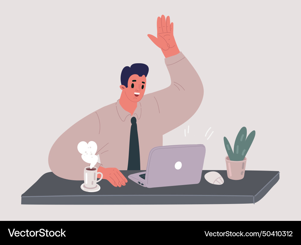 Worker using computer Worker using computer vector image
