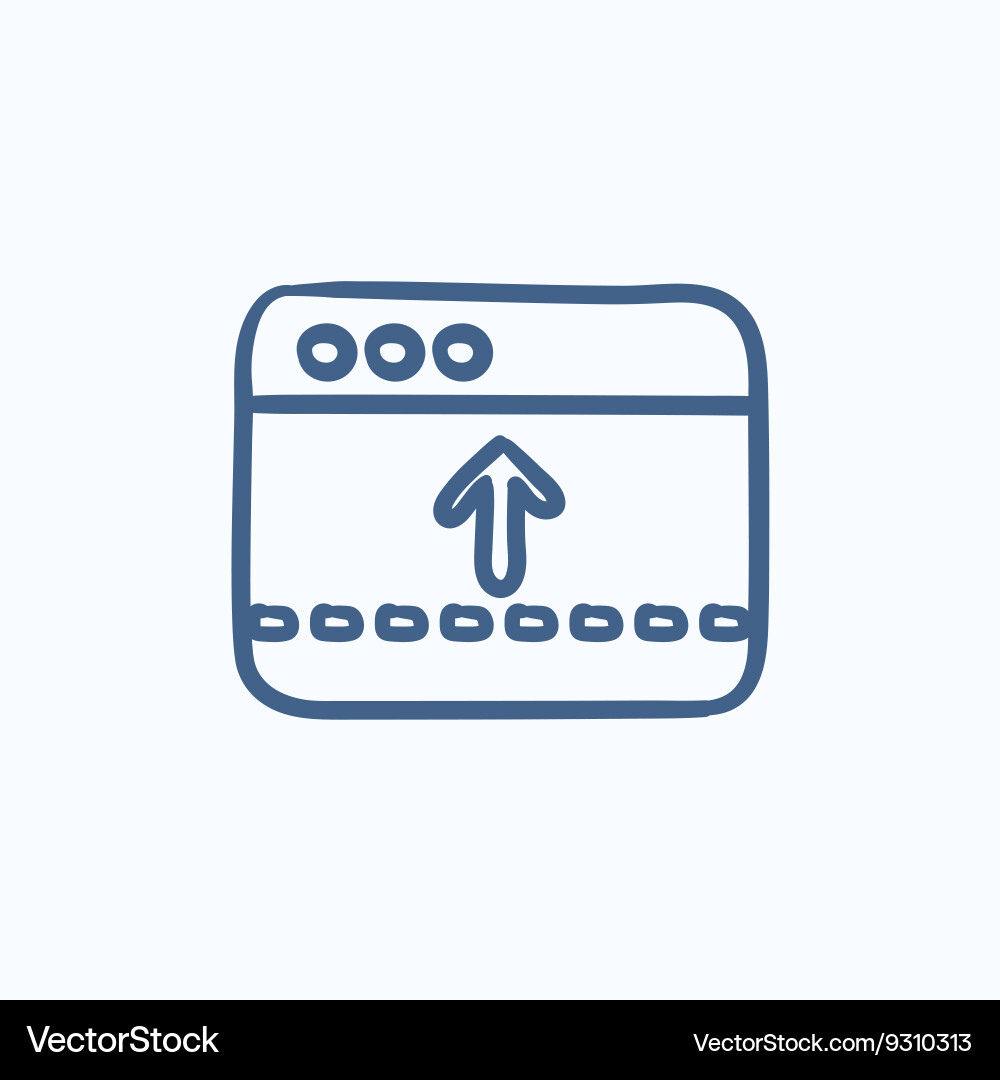 Browser window with arrow up sketch icon Vector Image
