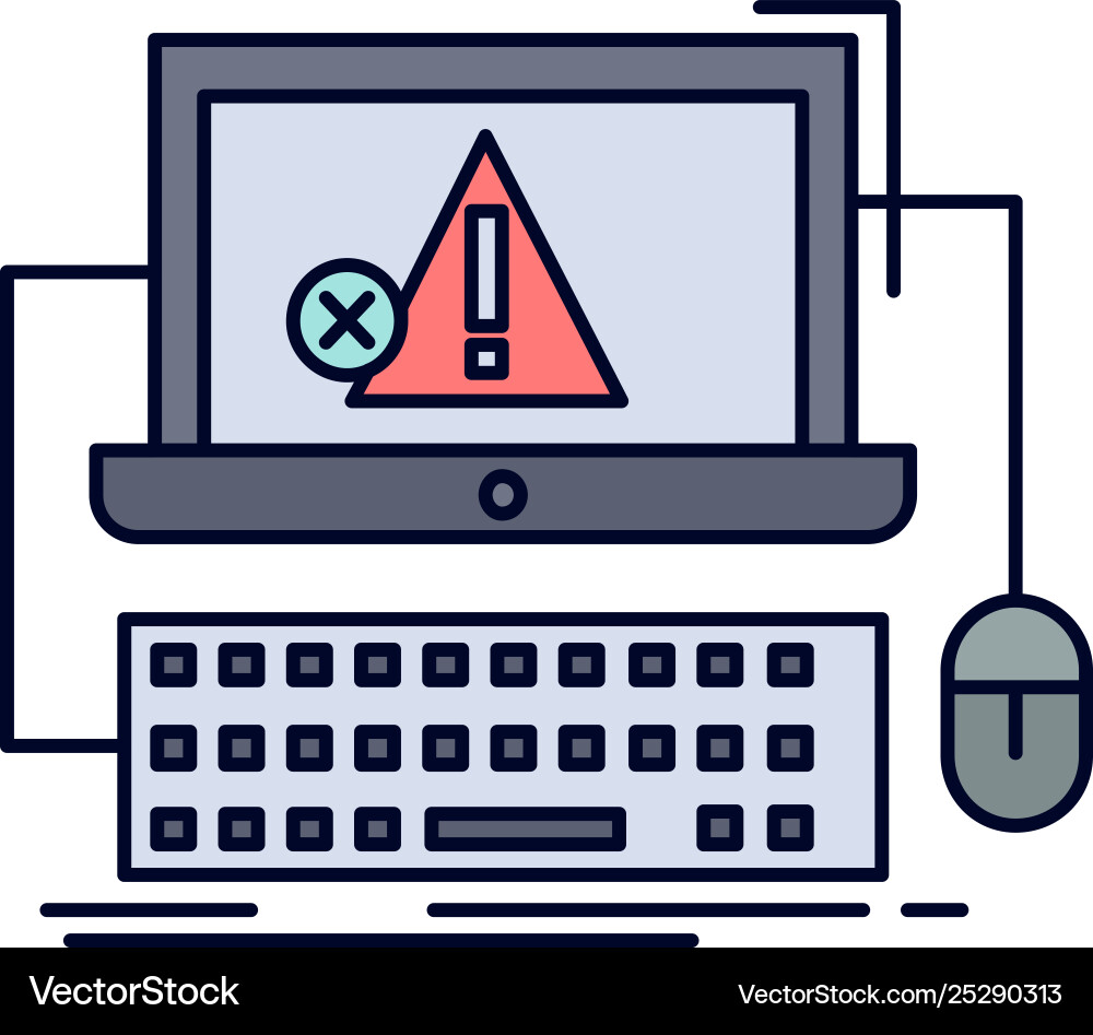 Computer crash error failure system flat color Vector Image