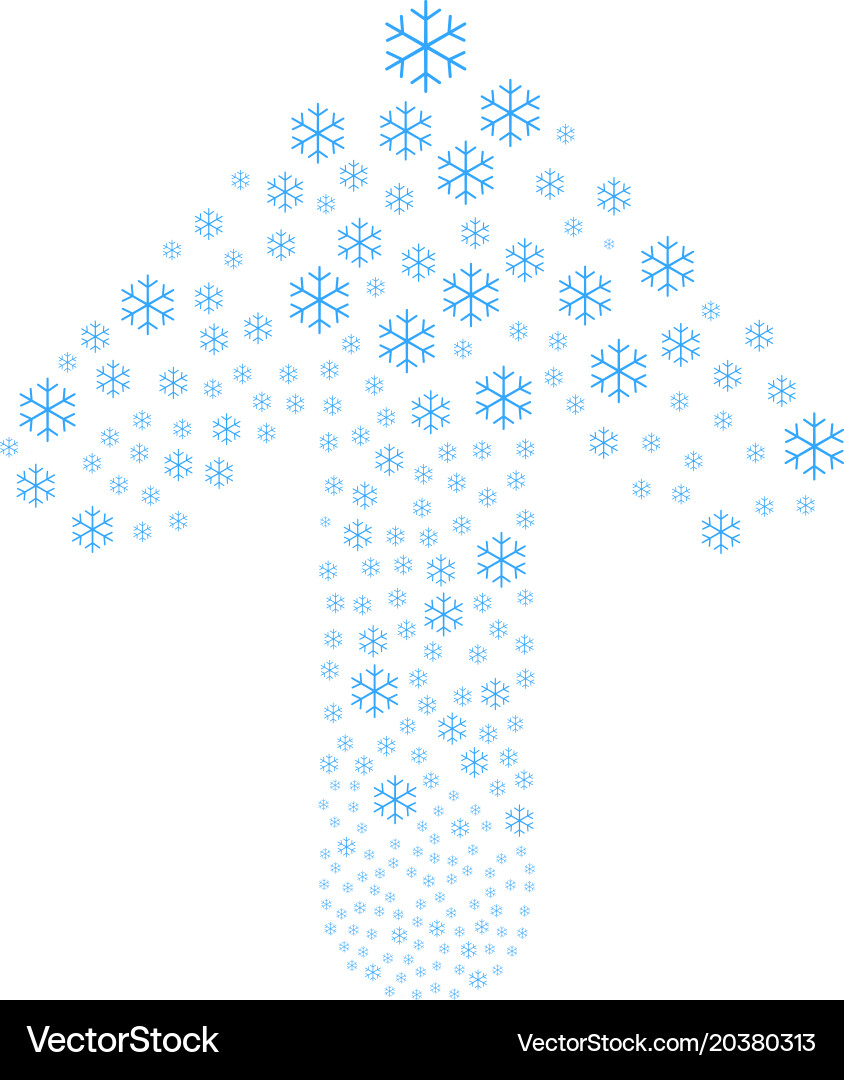 Forward oriented arrow collage with snowflake vector image