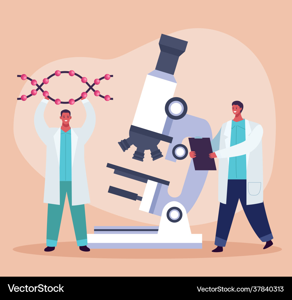 Genetic testing with microscope vector image