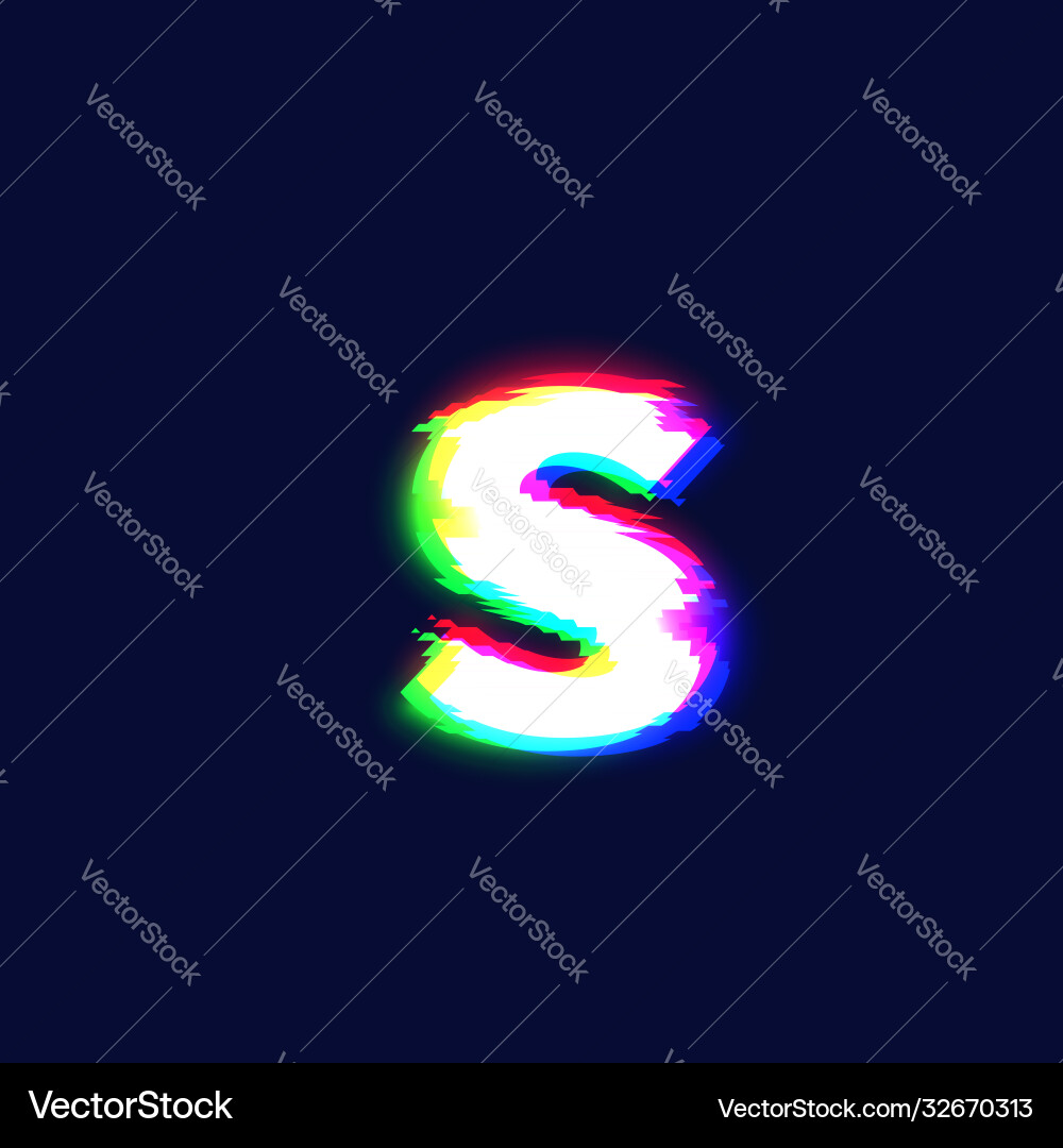 Glitch Font 'S' Character - Distorted Effect Vector Image