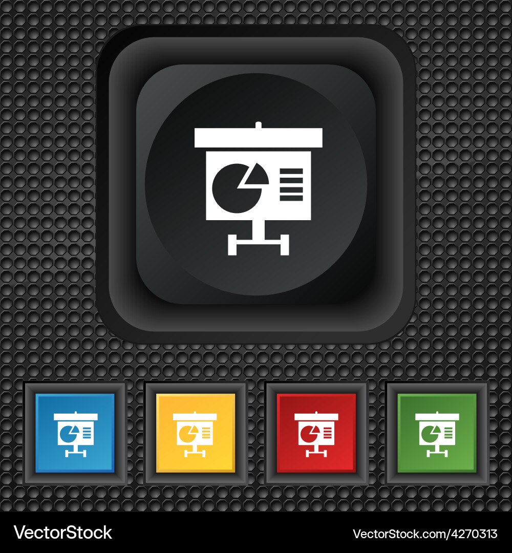 Graph icon sign symbol squared colourful buttons Vector Image