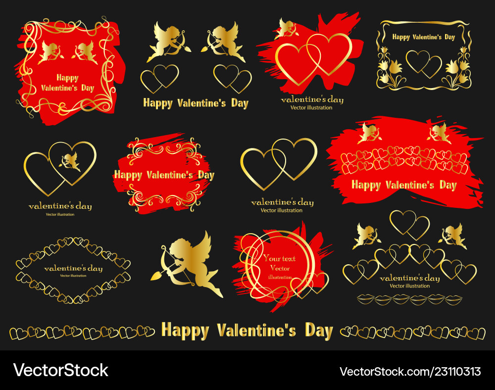 Graphic design elements vintage valentines love Graphic design elements vintage valentines love vector image