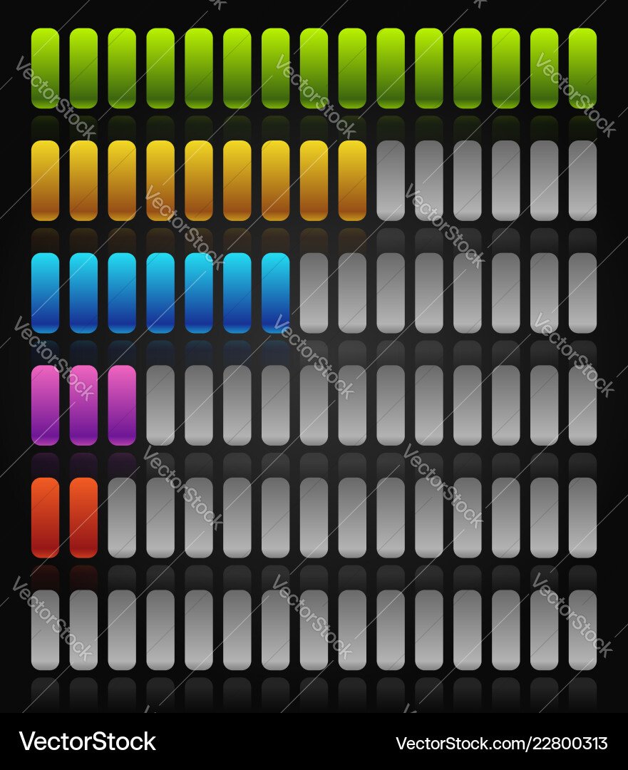 Horizontal progress loading bars meters level Horizontal progress loading bars meters level vector image