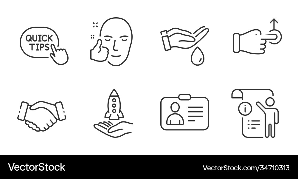 Manual doc handshake and quick tips icons set Vector Image
