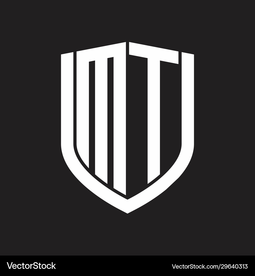 Mt Logo Monogramm mit Emblem Schild Design Mt Logo Monogramm mit Emblem Schild Design vektorbild