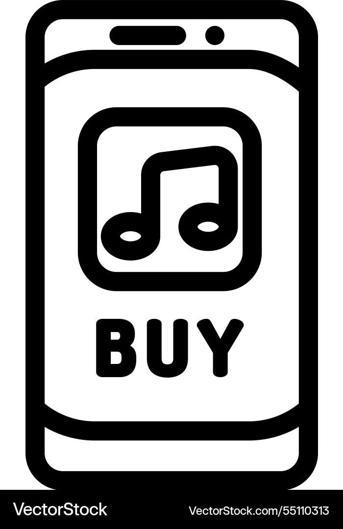 Music app icon thin linear style design isolated Music app icon thin linear style design isolated vector image