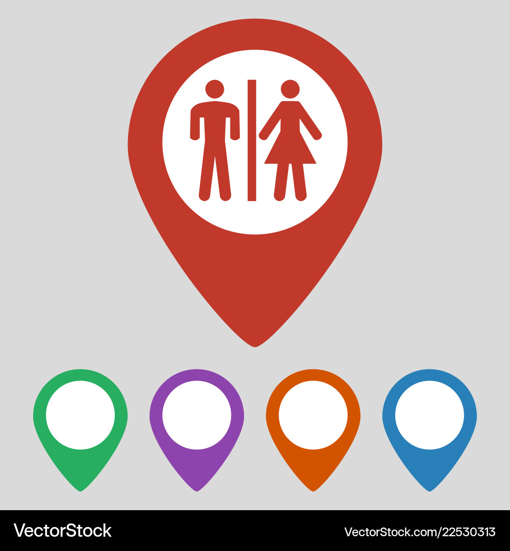 Restroom map pointer icon on grey background Restroom map pointer icon on grey background vector image