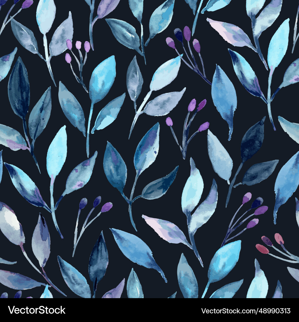 Seamless pattern with blue abstract leaves Vector Image