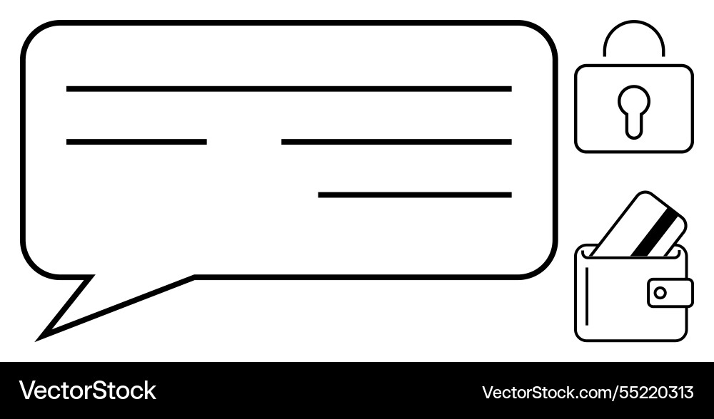 Secure online communications with message bubble Secure online communications with message bubble vector image