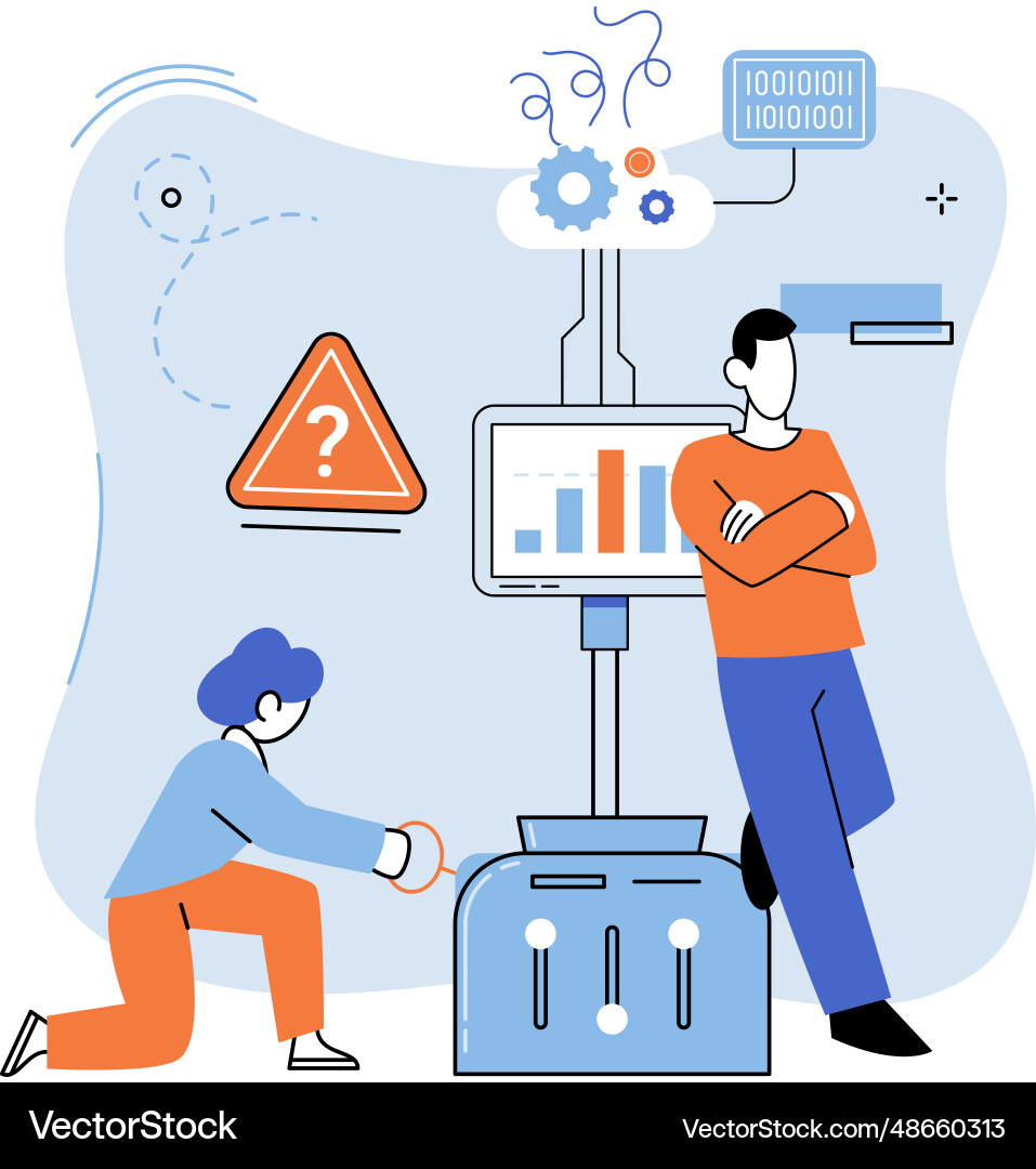 Teamwork solving problems combining different Teamwork solving problems combining different vector image
