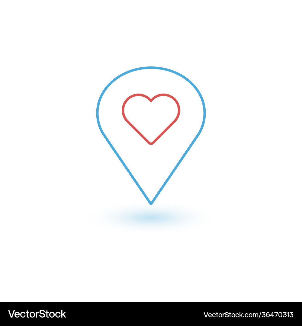 Up Pointer Icon with Heart Outline vector image