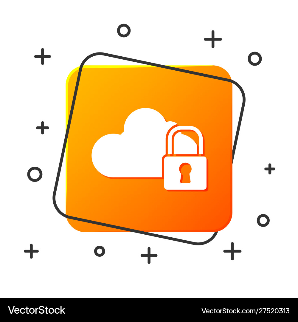 White cloud computing lock icon isolated on White cloud computing lock icon isolated on vector image