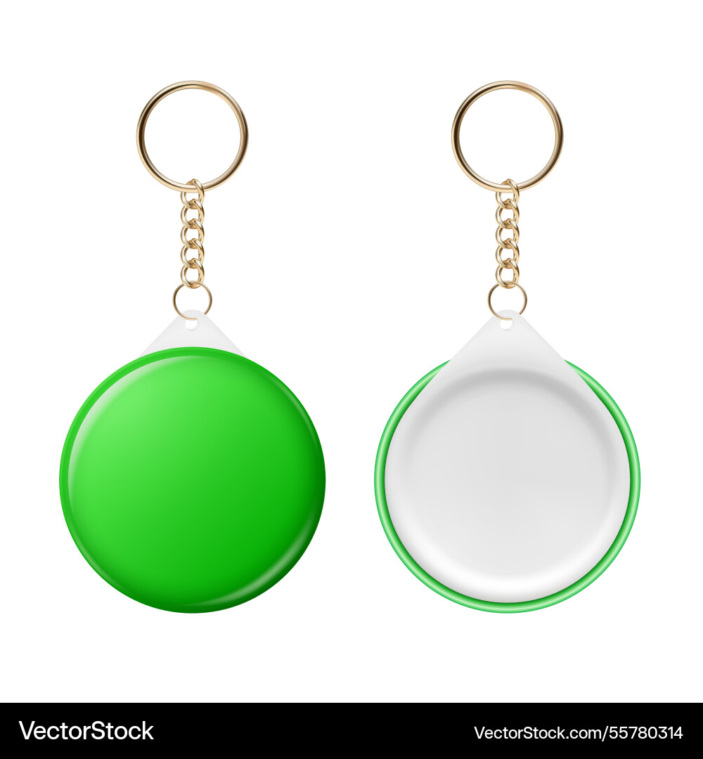 3d realistic round keychain design 3d realistic round keychain design vector image