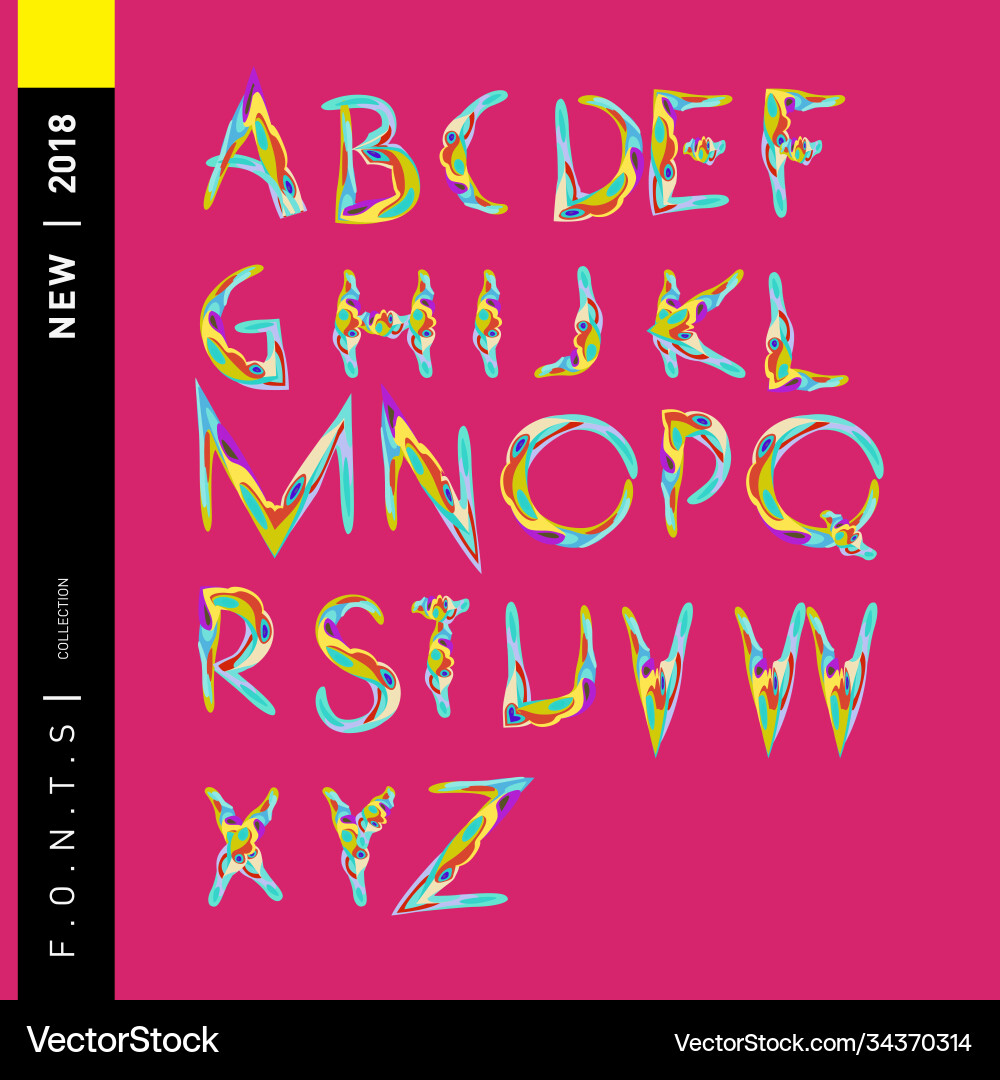 Abstract colorful font and alphabet Abstract colorful font and alphabet Vector Image