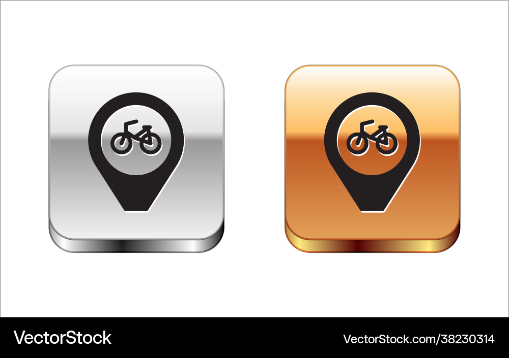 Black map pointer with bicycle icon isolated Black map pointer with bicycle icon isolated vector image