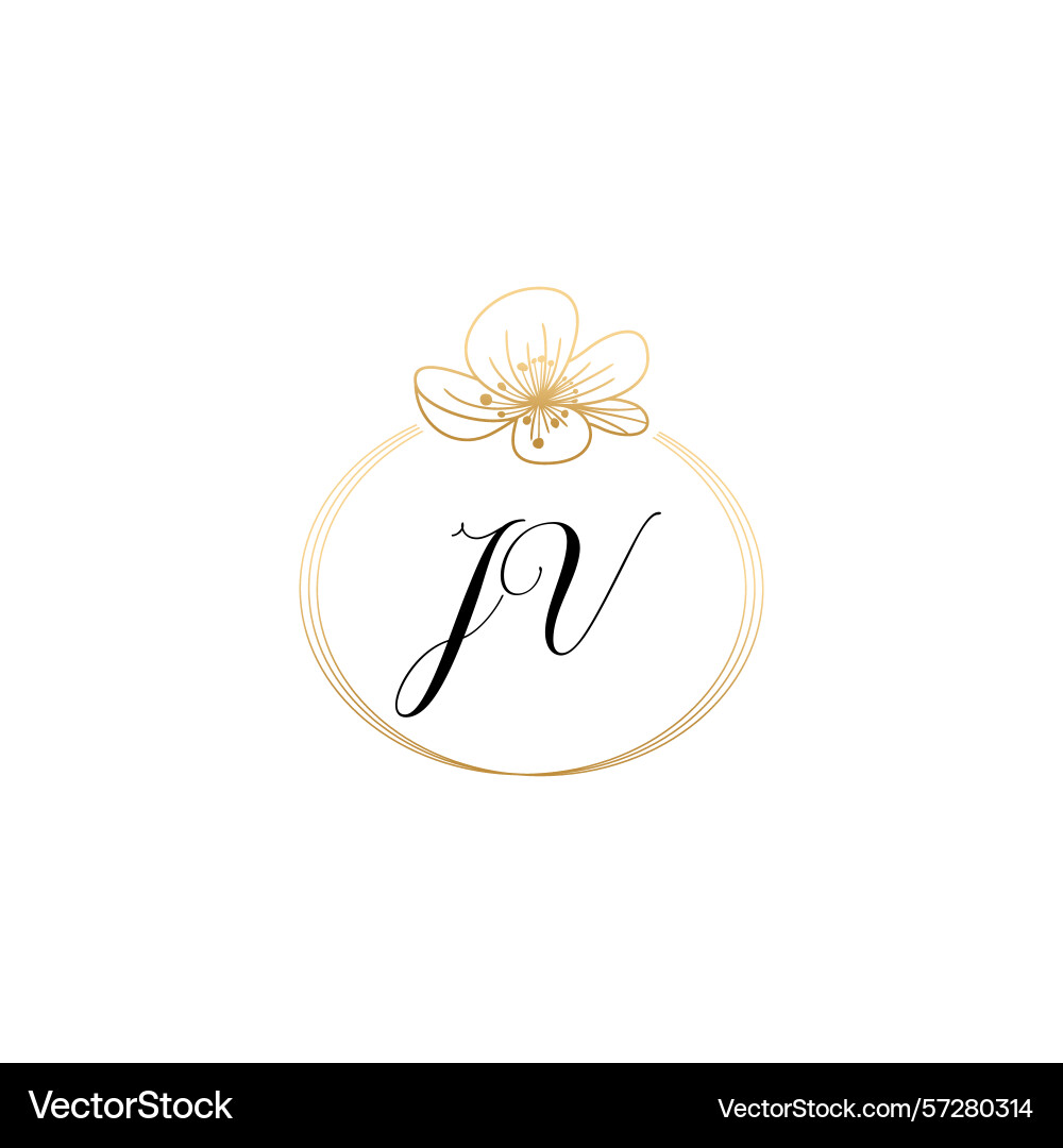 Botanical monogram logos with initial jv Vector Image