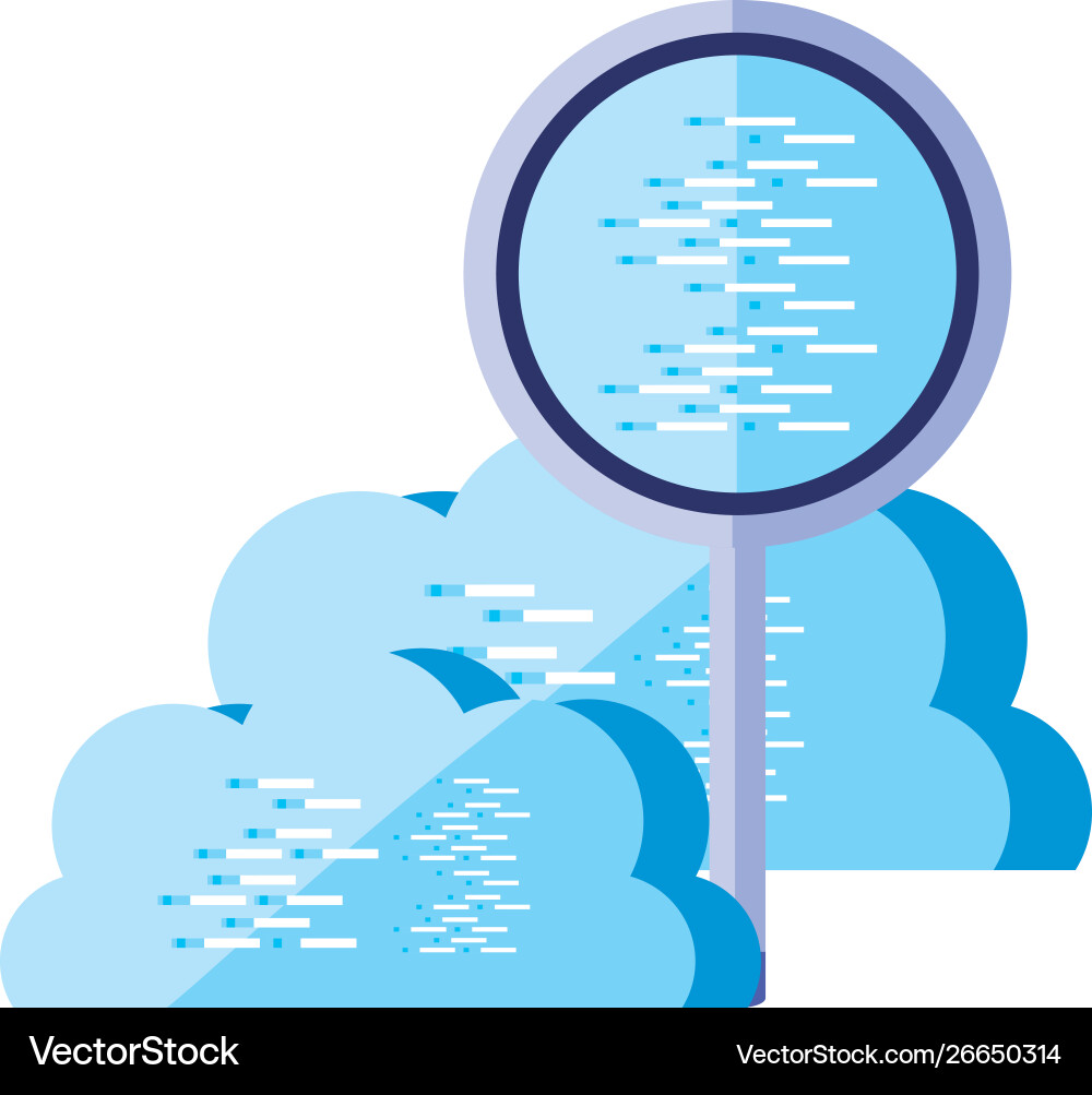 Cloud computing with search magnifying glass Cloud computing with search magnifying glass Vector Image