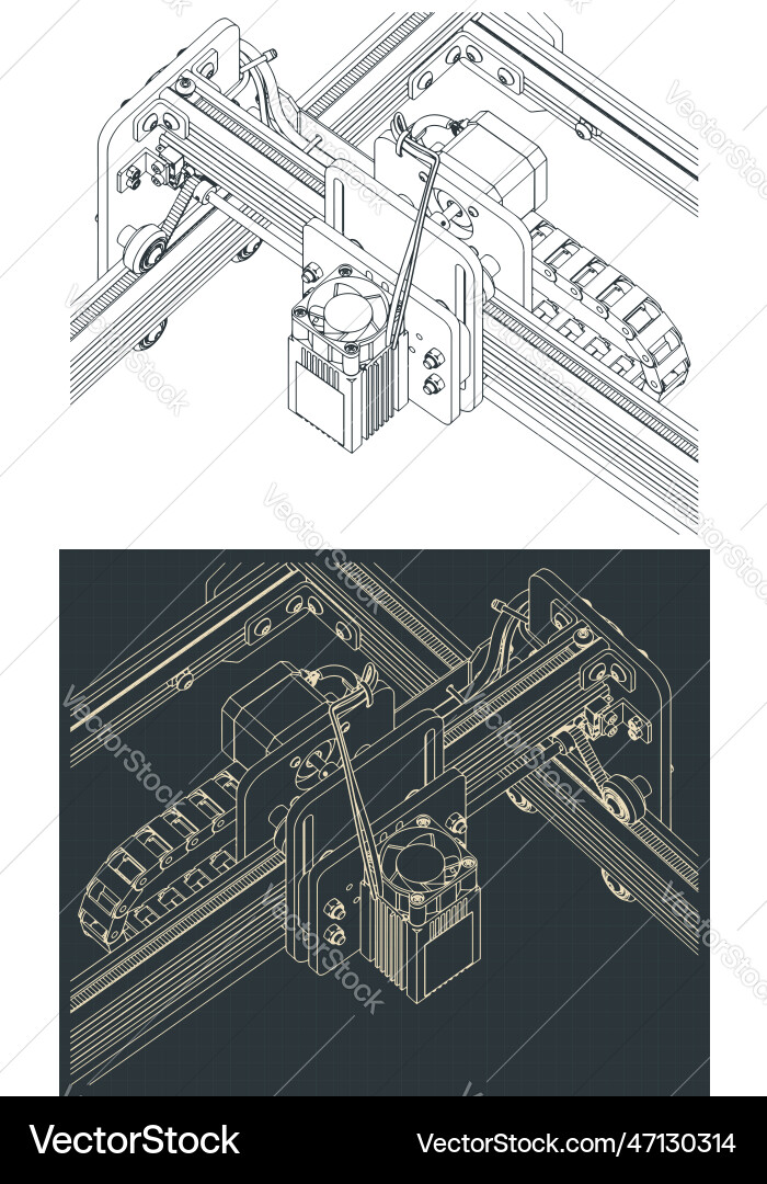 CNC Router Isometric Blueprint vector image