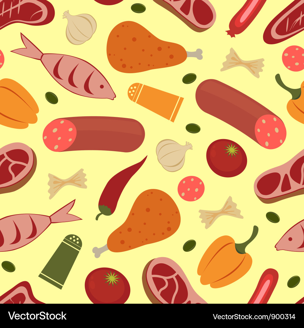 Colorful Food Seamless Pattern Vector Image