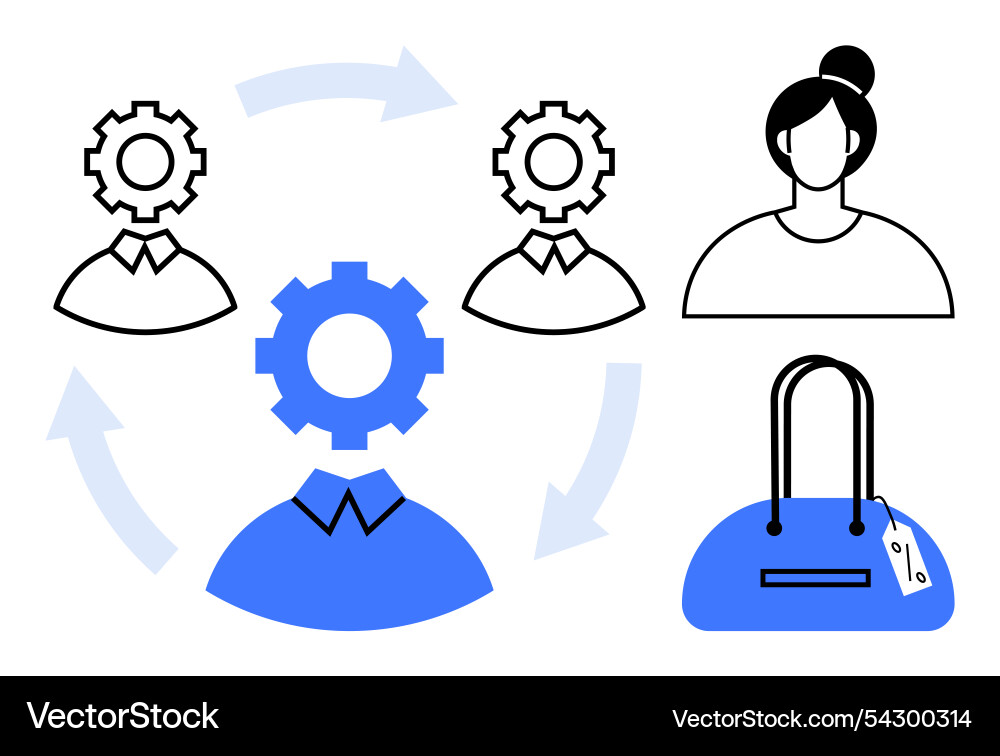 Concept of workflow automation with team Concept of workflow automation with team vector image