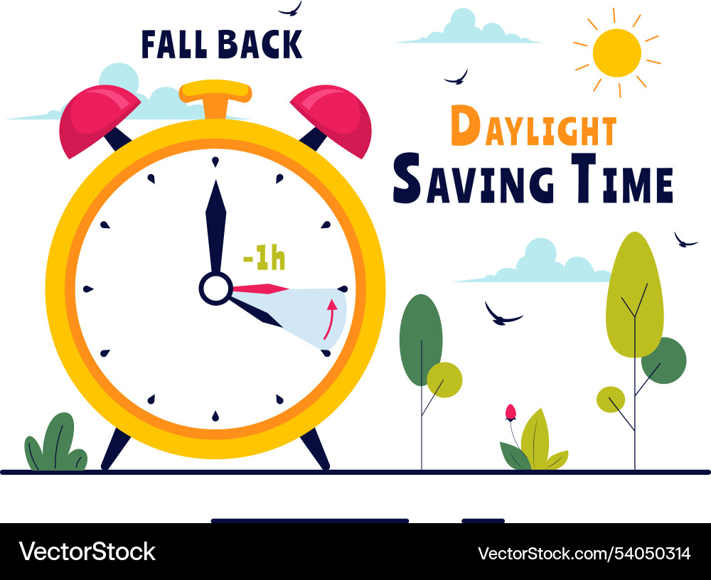 Daylight saving time with alarm clock vector image