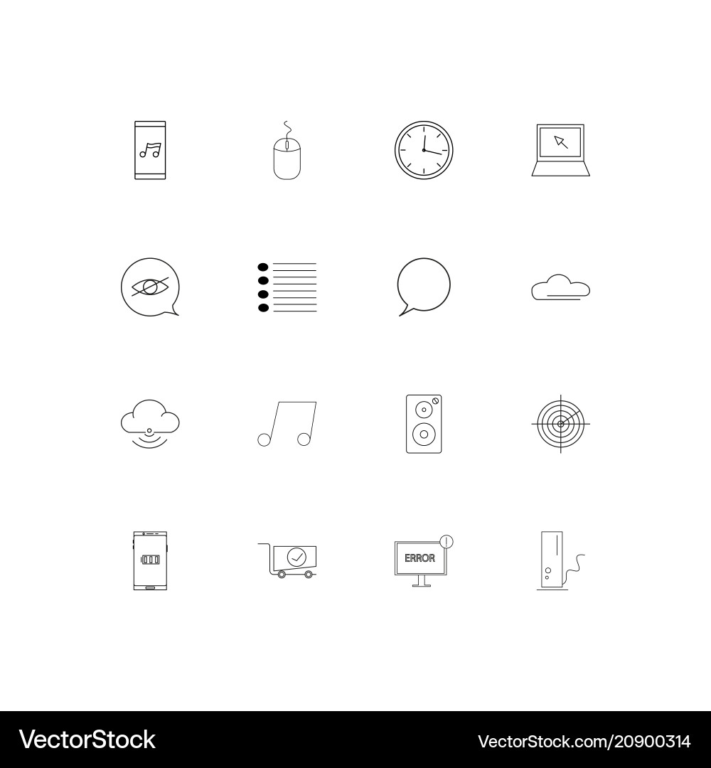 Devices linear thin icons set outlined simple vector image