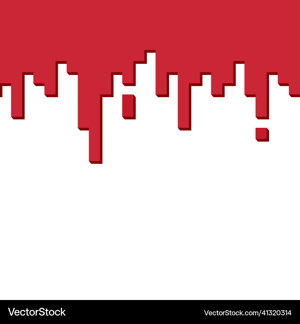 Dripping red paint in a pixelated design Dripping red paint in a pixelated design vector image