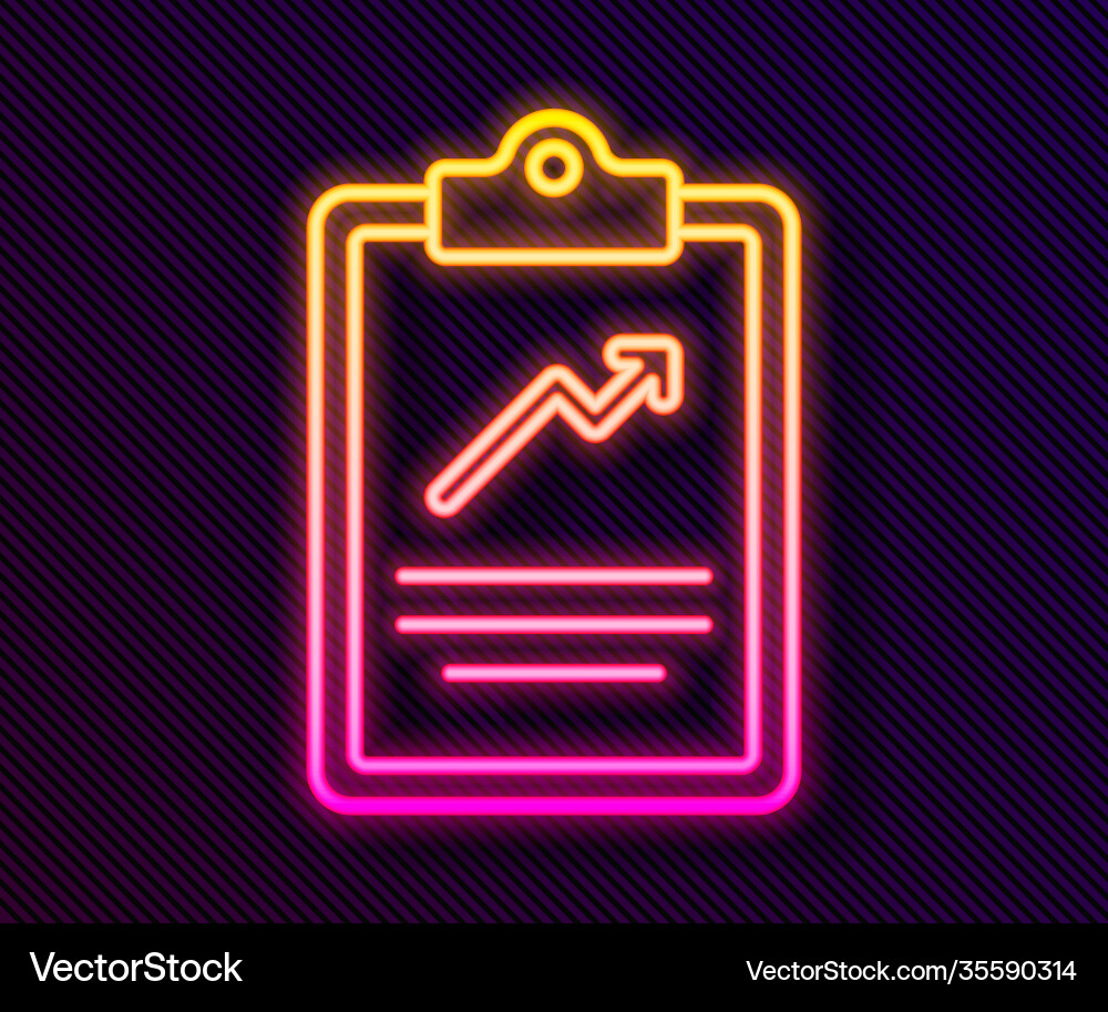 Glowing neon line clipboard with graph chart icon Glowing neon line clipboard with graph chart icon vector image