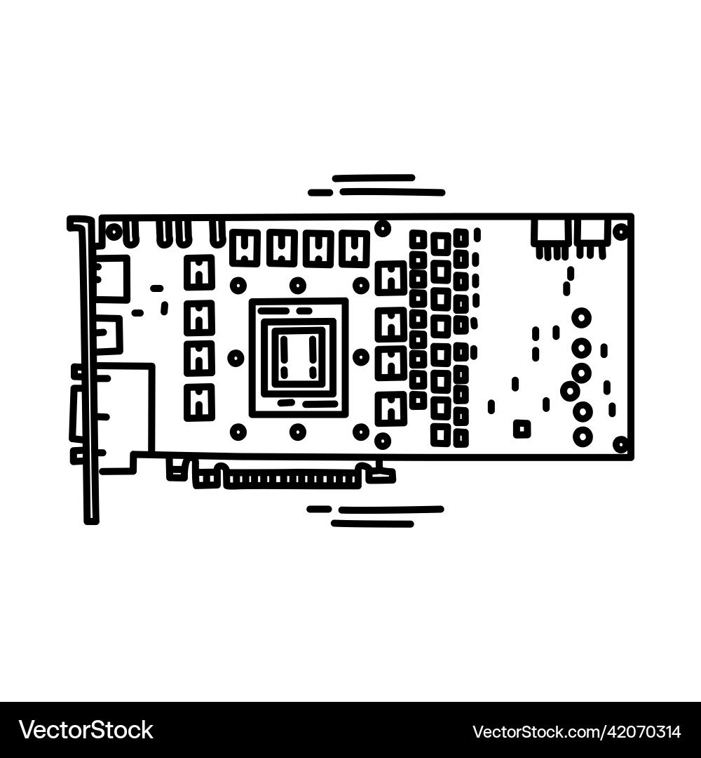 Graphics processing unit icon doodle hand drawn Graphics processing unit icon doodle hand drawn vector image