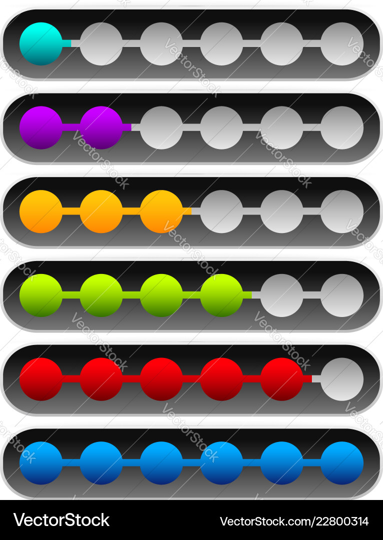 Horizontal progress loading bars meters level Vector Image
