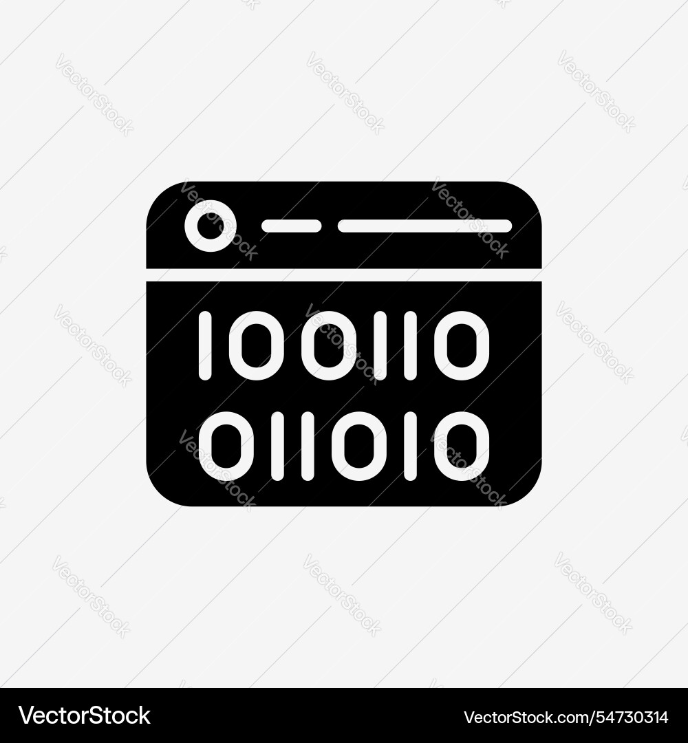 Icon solide schwarze Web-Fenster-Panel mit binär Icon solide schwarze Web-Fenster-Panel mit binär vektorbild