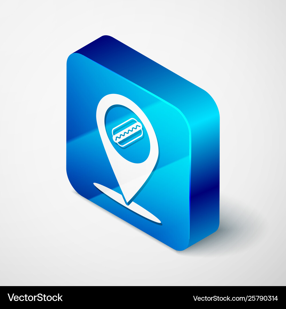 Isometric map pointer with fast food hotdog icon Isometric map pointer with fast food hotdog icon vector image