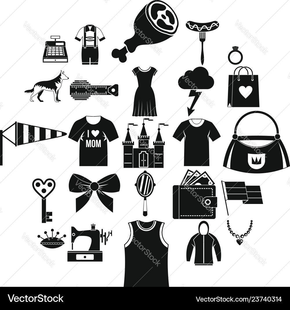Mannerism Icon Set - Simple Style Vector Image
