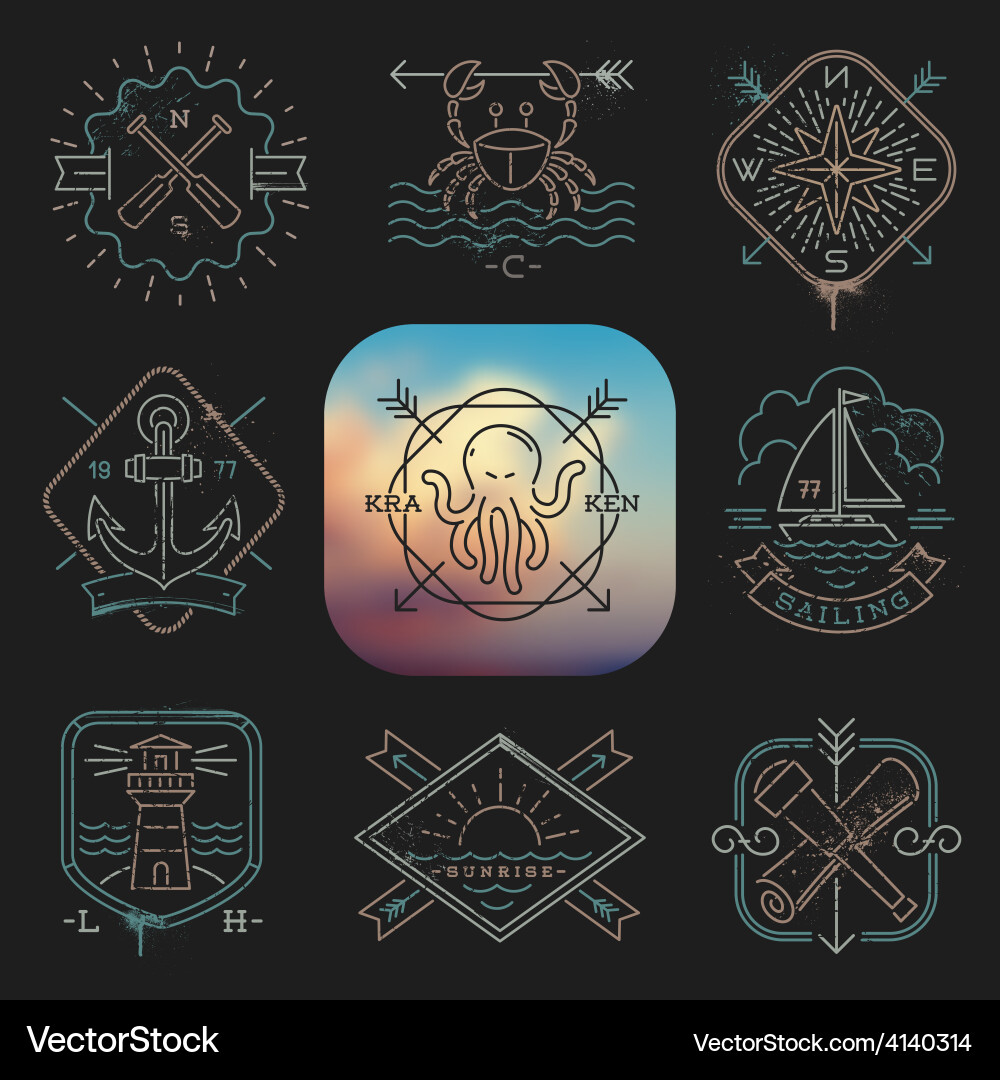 Nautical Adventure Emblems & Signs vector image