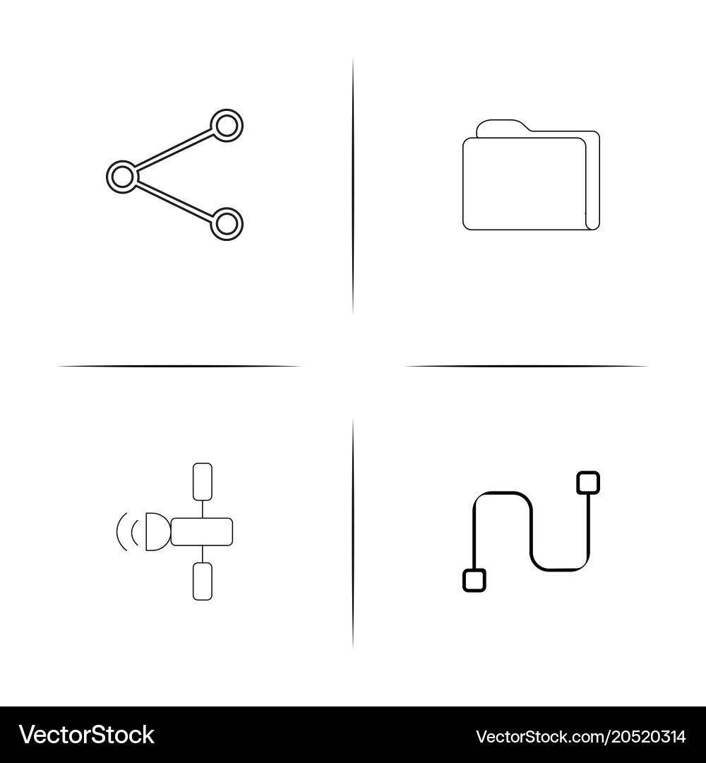 Network and database simple linear icons set vector image
