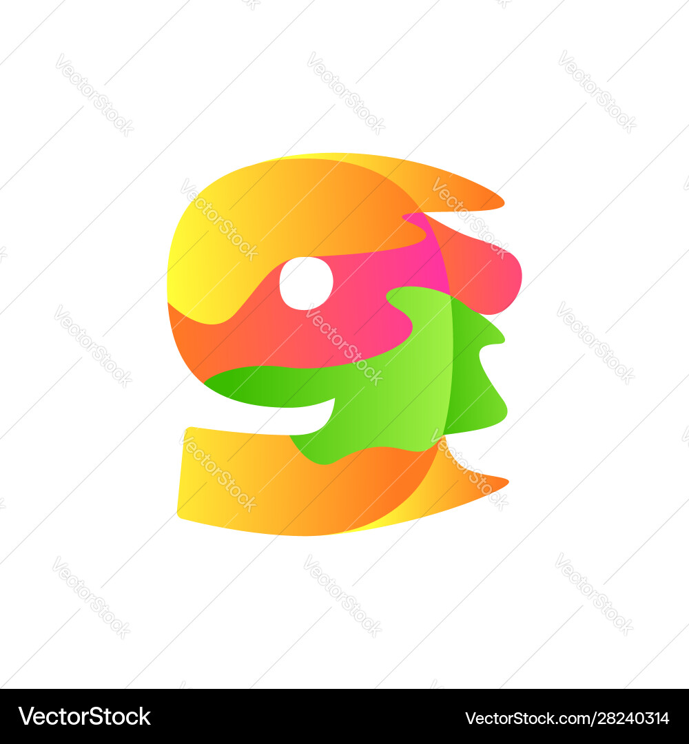 Number 9 character in fluid art style gradient Number 9 character in fluid art style gradient vector image