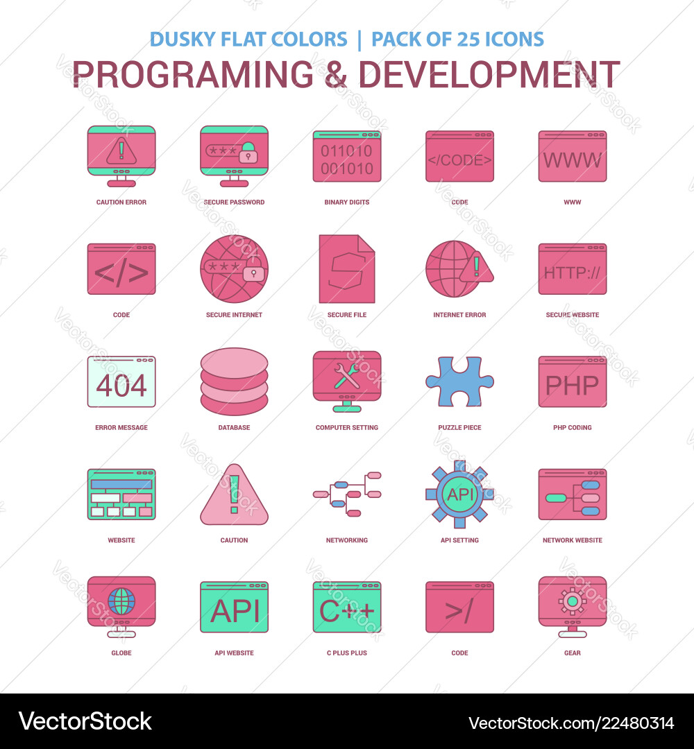 Programming and development icon dusky flat Programming and development icon dusky flat vector image