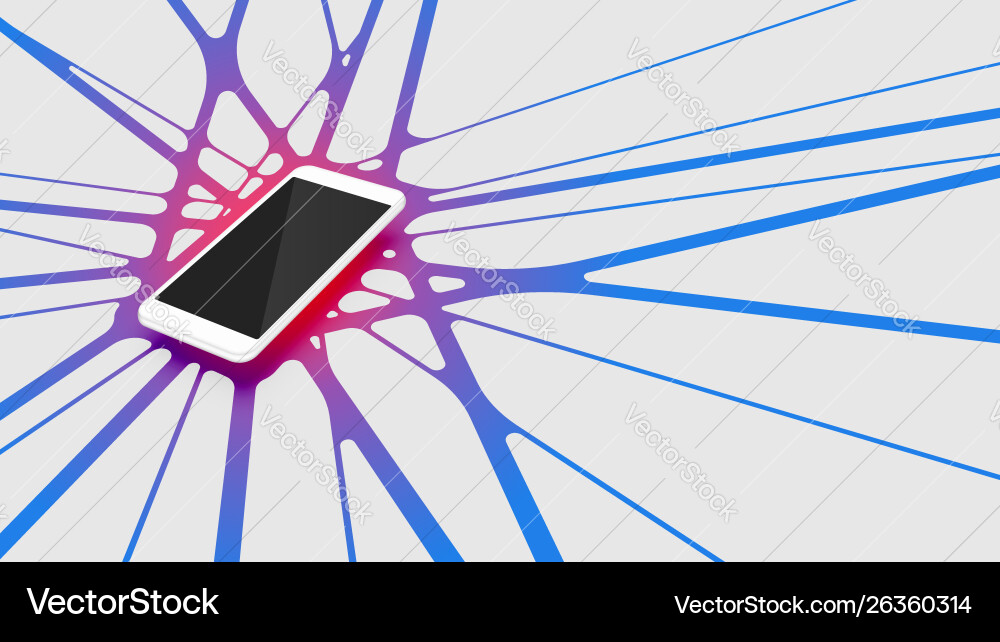Realistic 3d smartphone with colorful abstract vector image