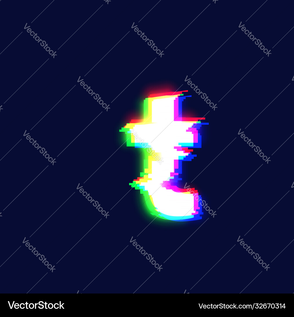Realistic glitch font character t Realistic glitch font character t vector image