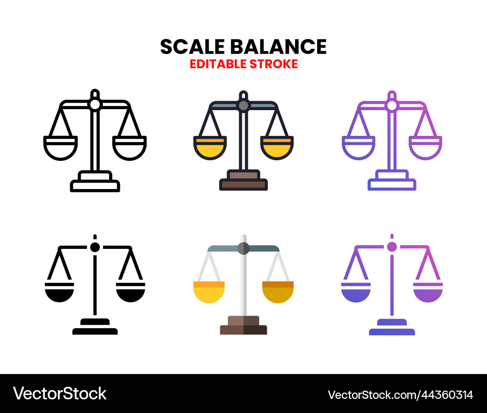 Scale balance icon set with different styles Scale balance icon set with different styles vector image