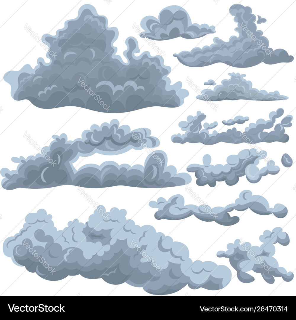 Set clouds different shapes design elements Set clouds different shapes design elements vector image