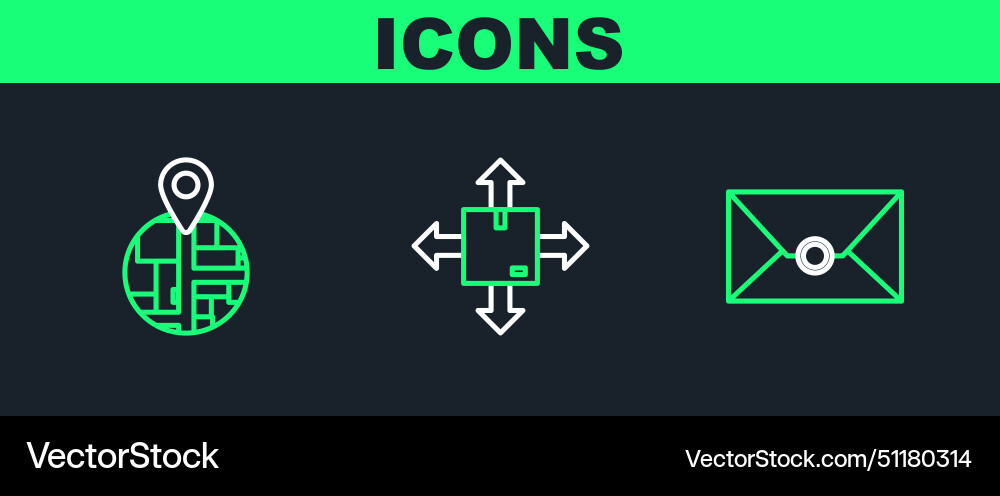 Set line envelope and cardboard box with traffic Vector Image