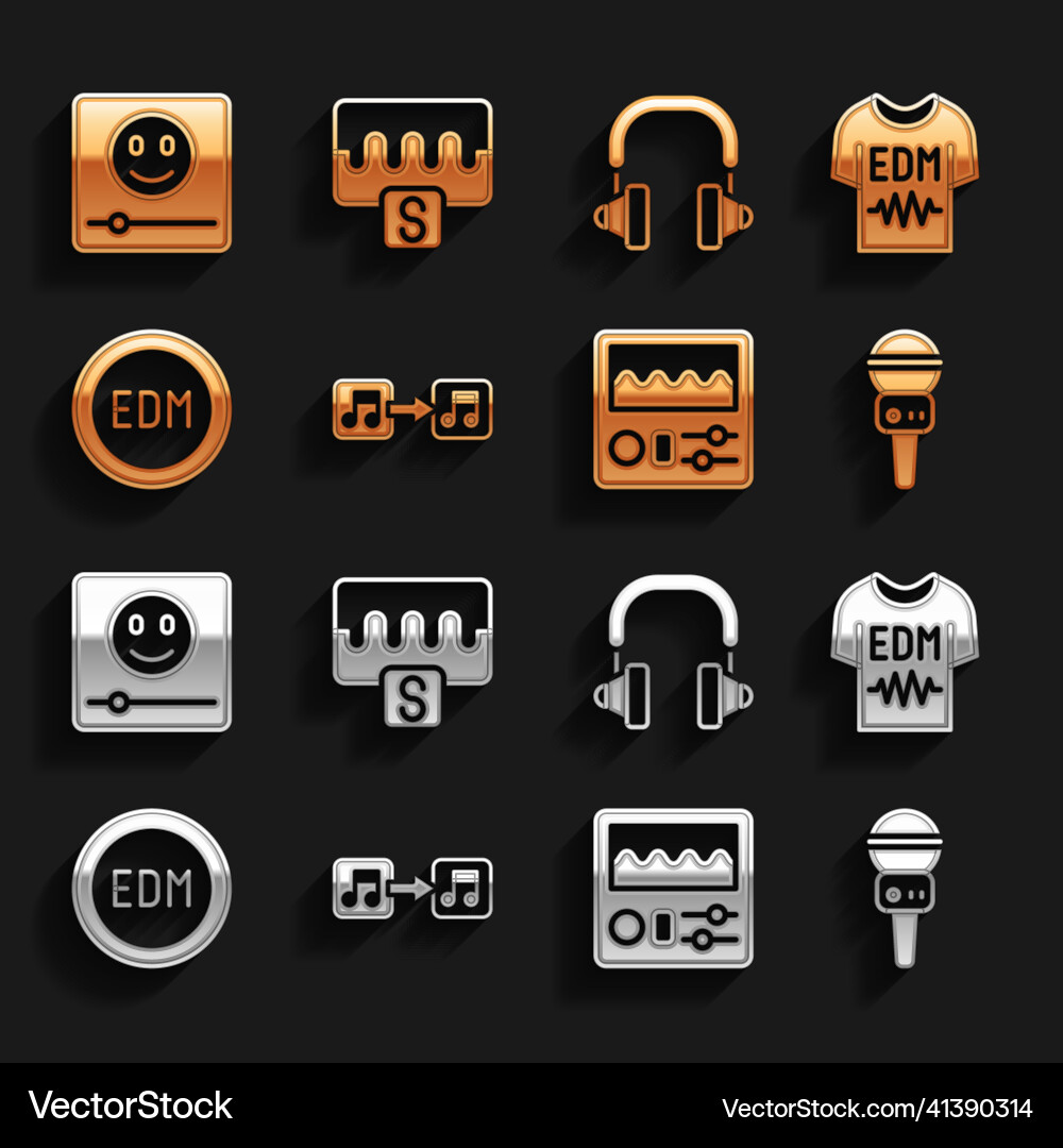 Set music note tone t-shirt microphone drum Set music note tone t-shirt microphone drum vector image