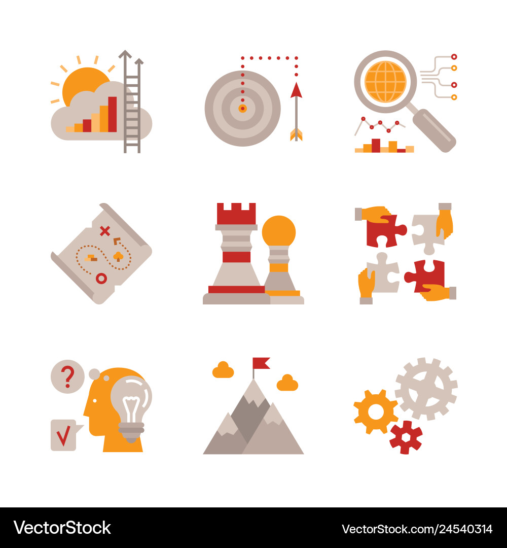 Set of business icons and concepts in flat style Set of business icons and concepts in flat style vector image