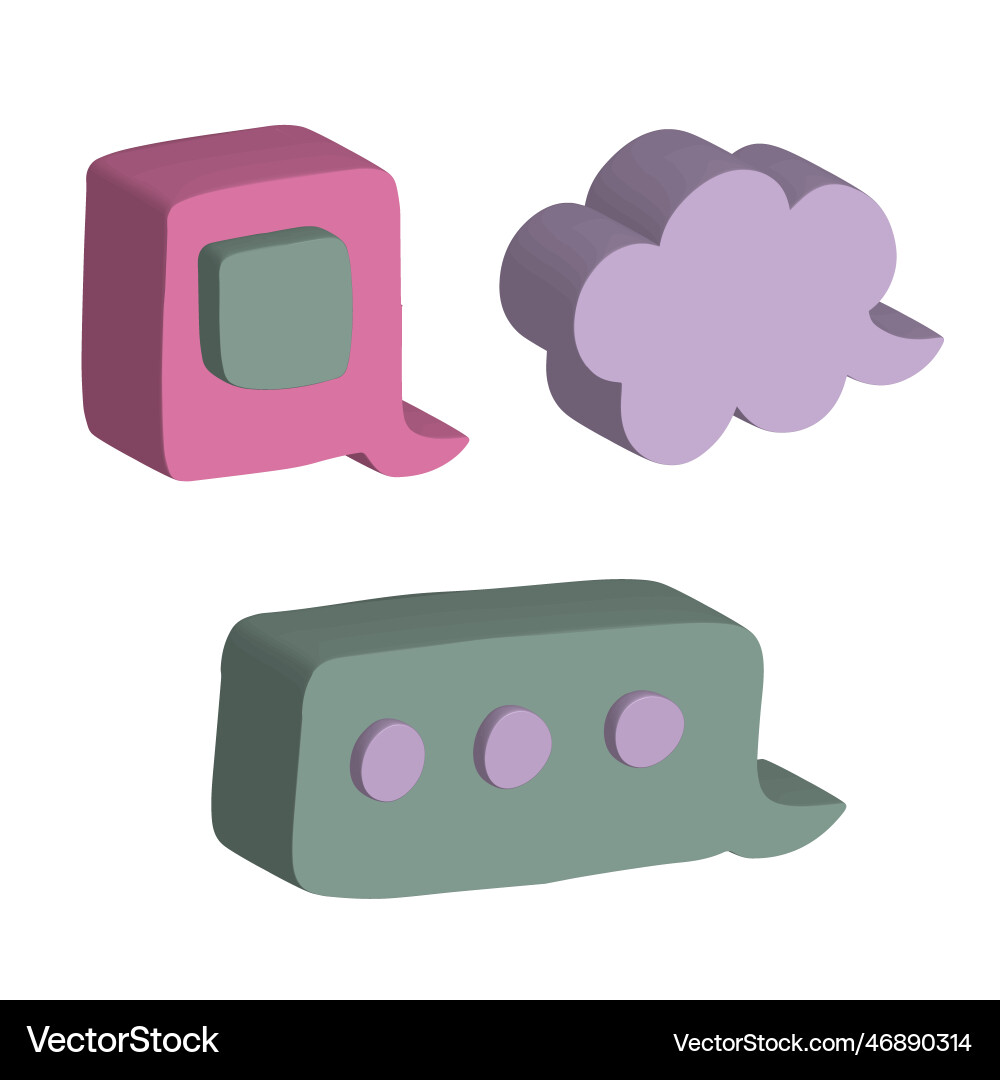 Speech bubble 3d talking clouds for chat Vector Image